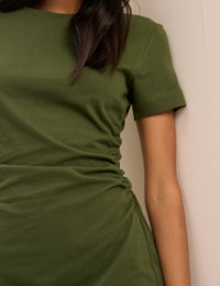 Khaki Ruched Jersey Jordan Midi Dress