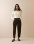 Chocolate Brown Cord High Rise Putney Barrel Leg Jeans