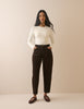 Chocolate Brown Cord High Rise Putney Barrel Leg Jeans