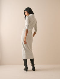 Grey Jersey Funnel Neck Finley Midi Dress