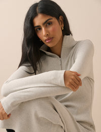 Grey Jersey Funnel Neck Finley Midi Dress