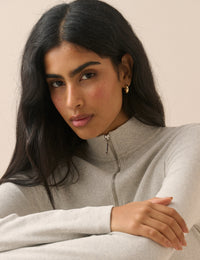 Grey Jersey Funnel Neck Finley Midi Dress