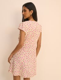 Cream and Pink Ditsy Floral Avery Mini Dress