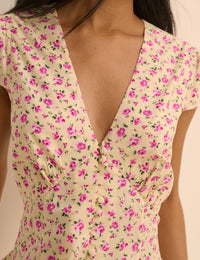 Cream and Pink Ditsy Floral Avery Mini Dress