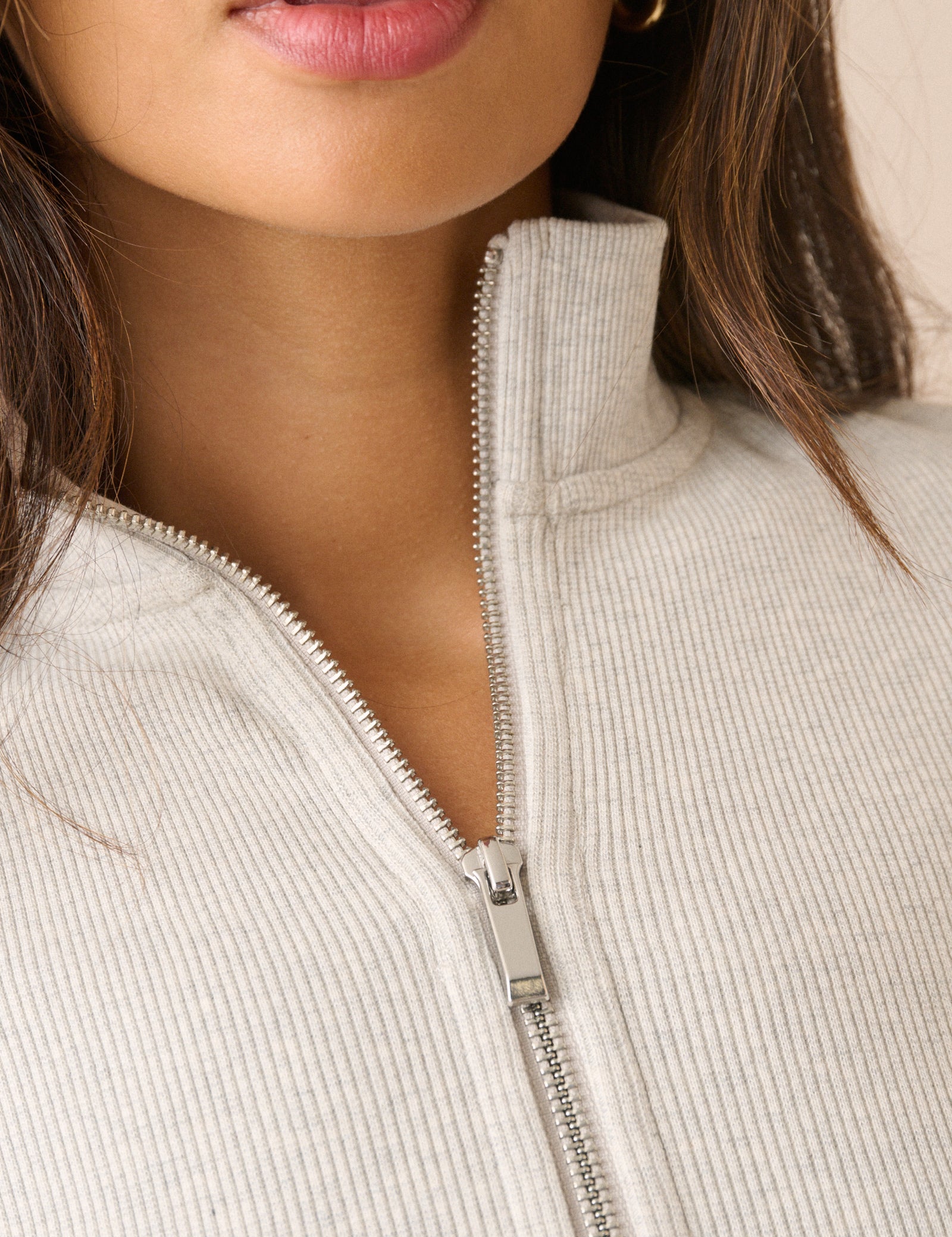 Grey Jersey High Neck Jacket
