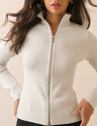 Grey Jersey High Neck Jacket