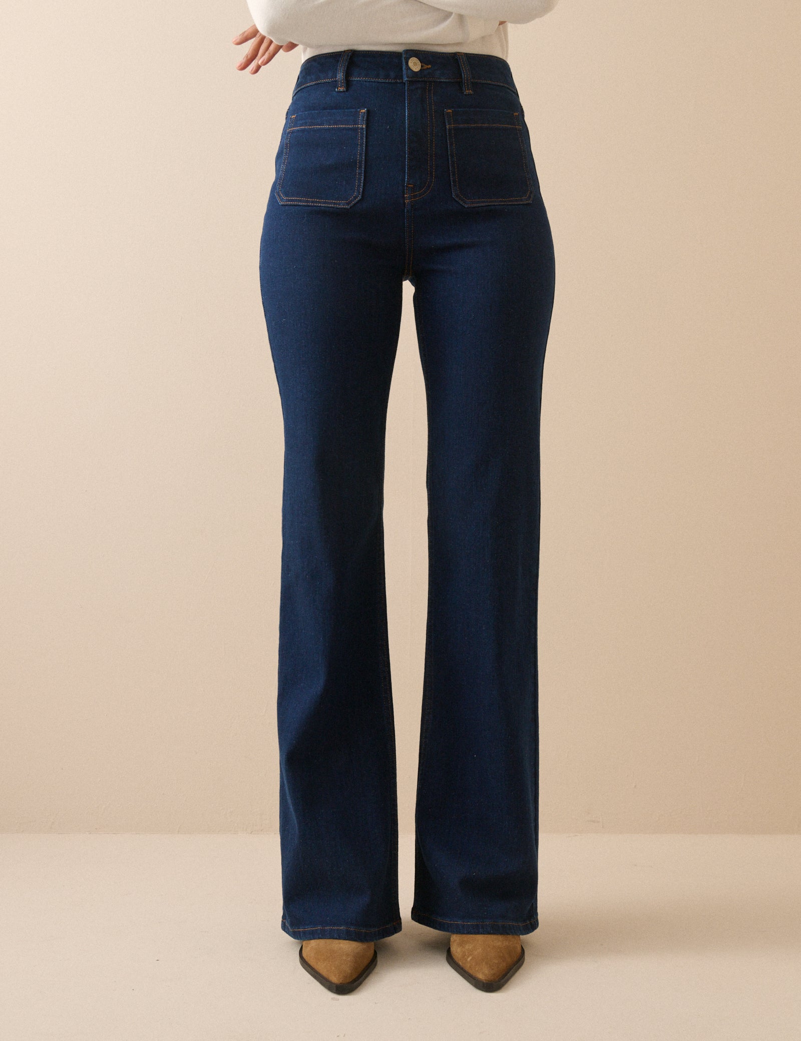 Dark Blue High Rise Highbury Flare Jeans