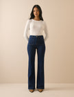 Dark Blue High Rise Highbury Flare Jeans