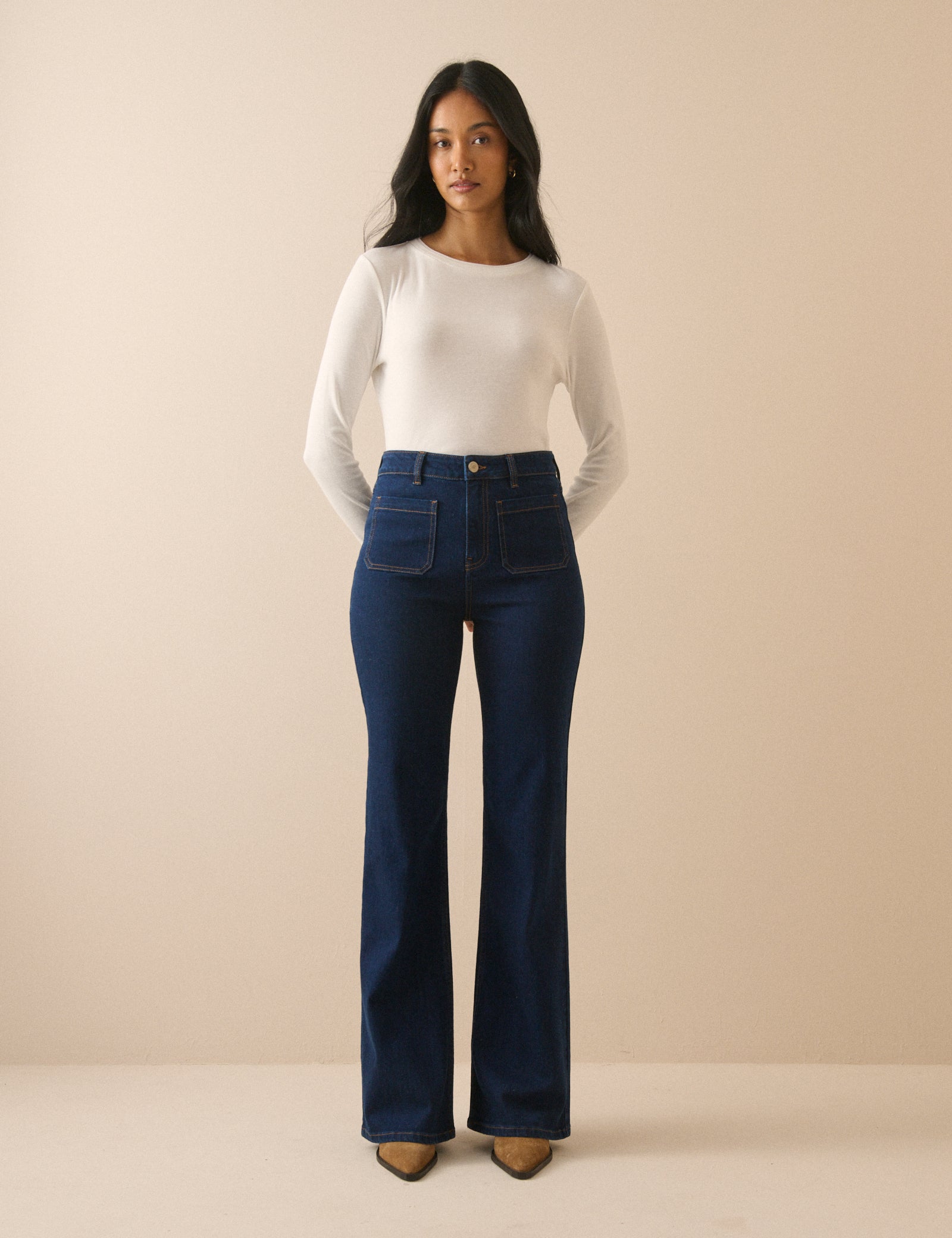 Dark Blue High Rise Highbury Flare Jeans
