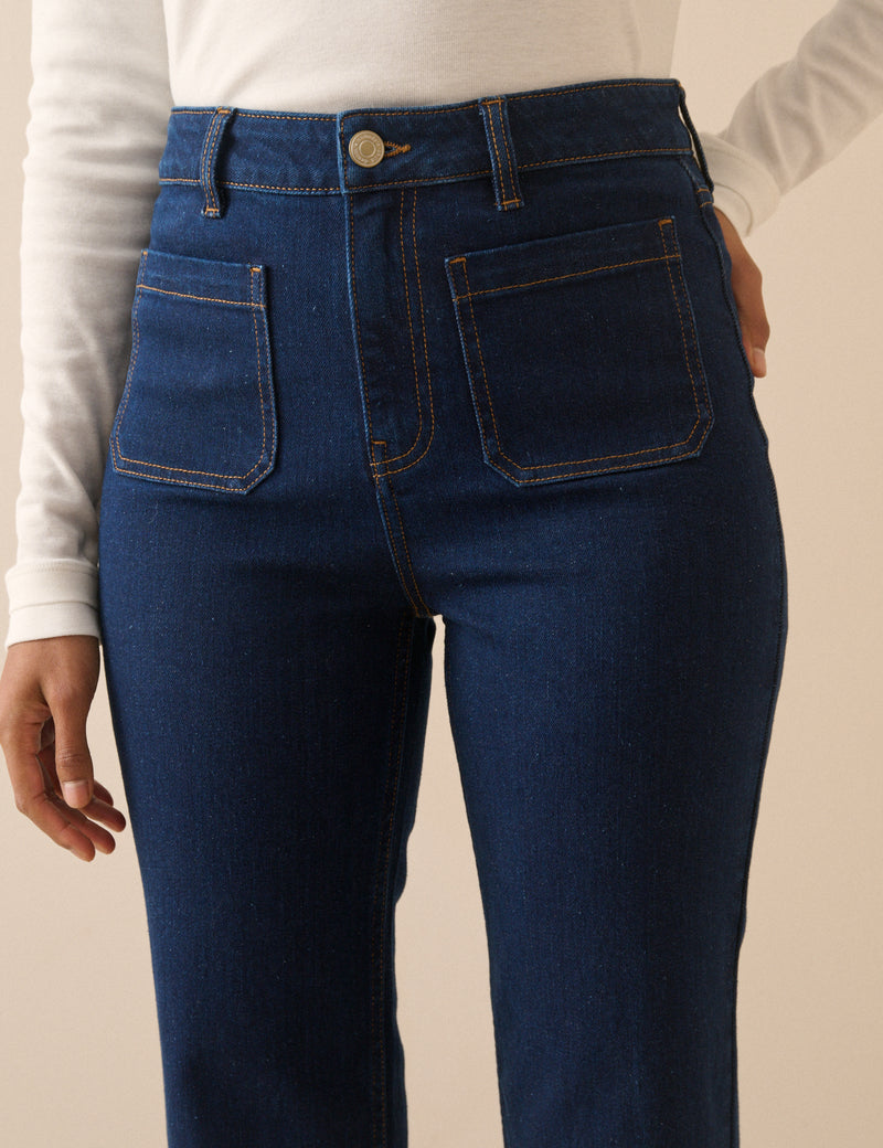 Dark Blue High Rise Highbury Flare Jeans