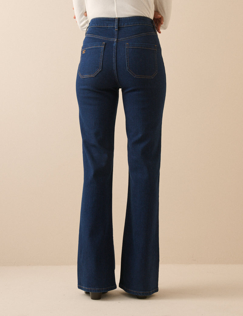 Dark Blue High Rise Highbury Flare Jeans