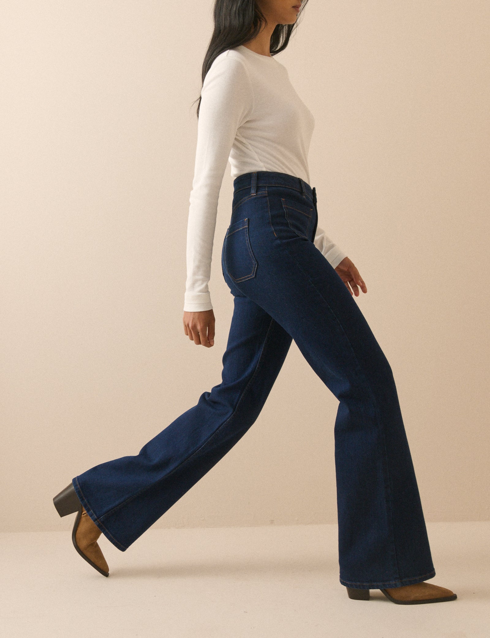 Dark Blue High Rise Highbury Flare Jeans