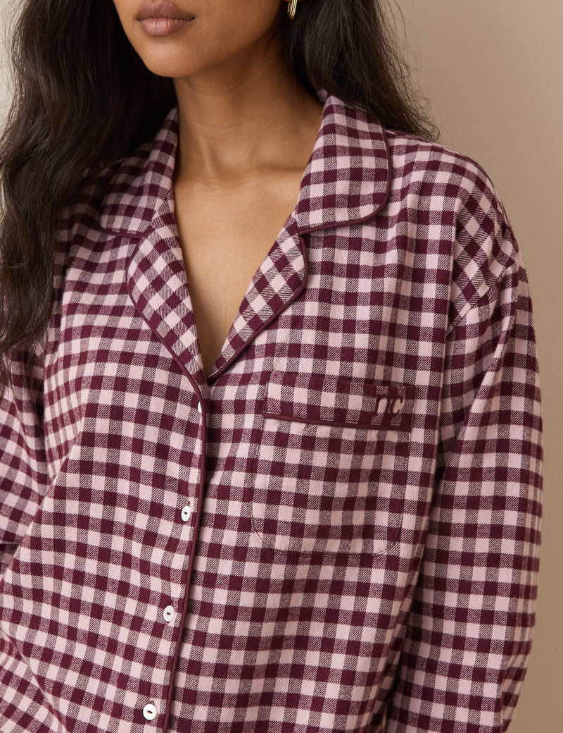 Burgundy Gingham Pyjama Set