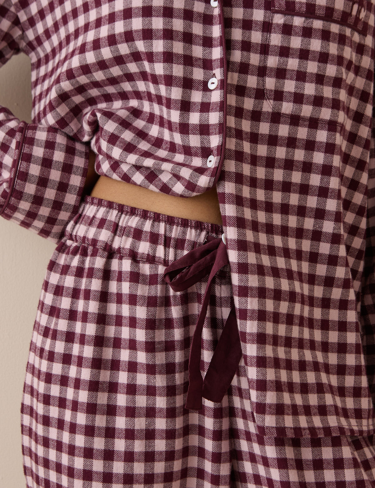 Burgundy Gingham Pyjama Set