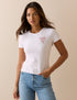 White Embroidered Baby Tee