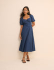 Dark Wash Denim Tulla Midi Dress