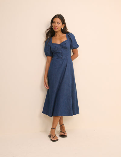 Dark Wash Denim Tulla Midi Dress