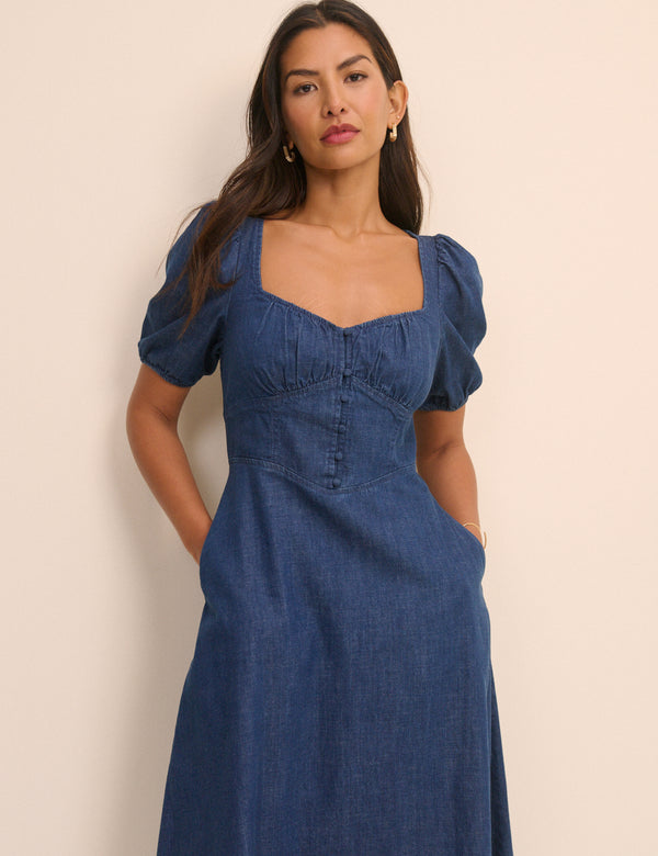 Dark Wash Denim Tulla Midi Dress