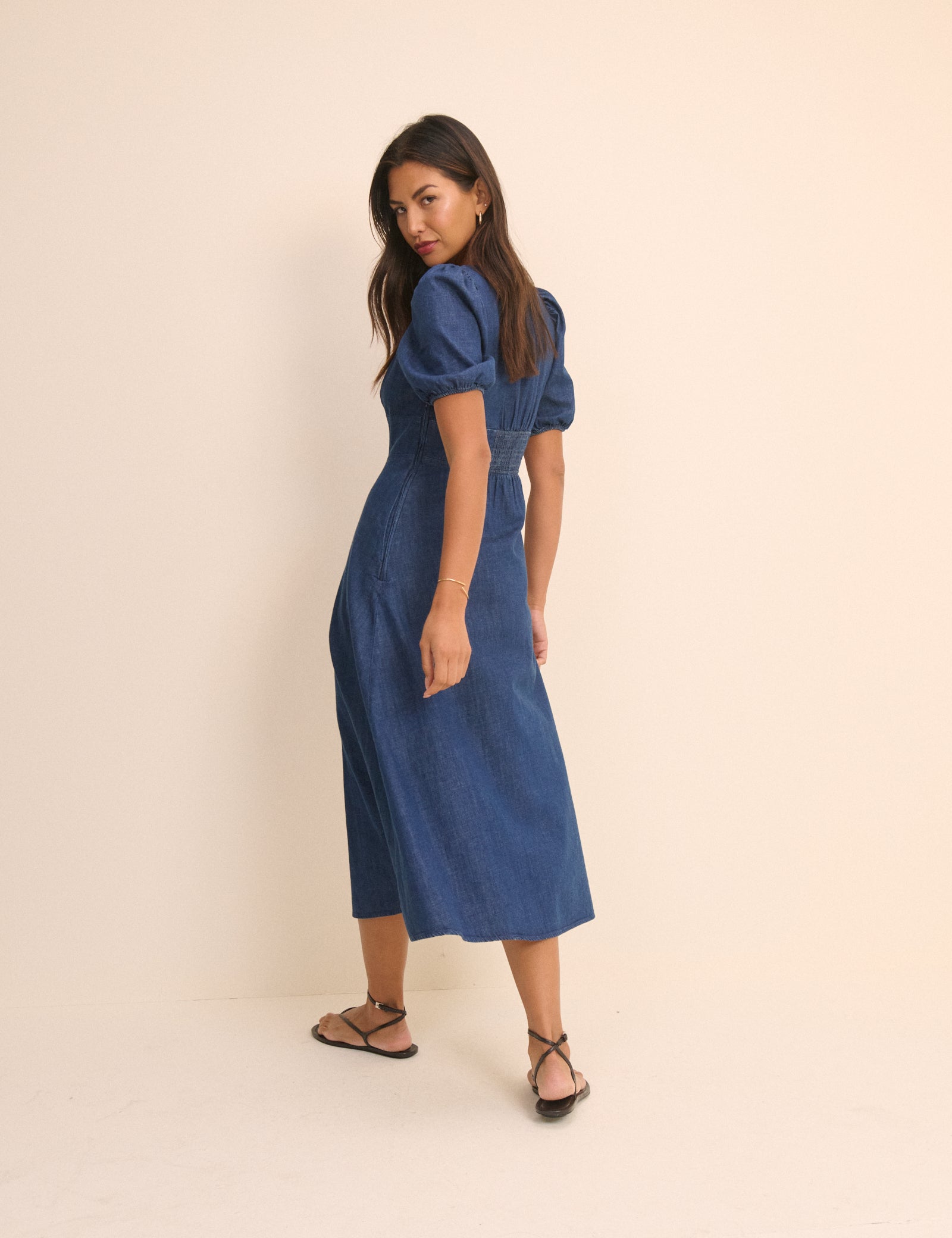 Dark Wash Denim Tulla Midi Dress