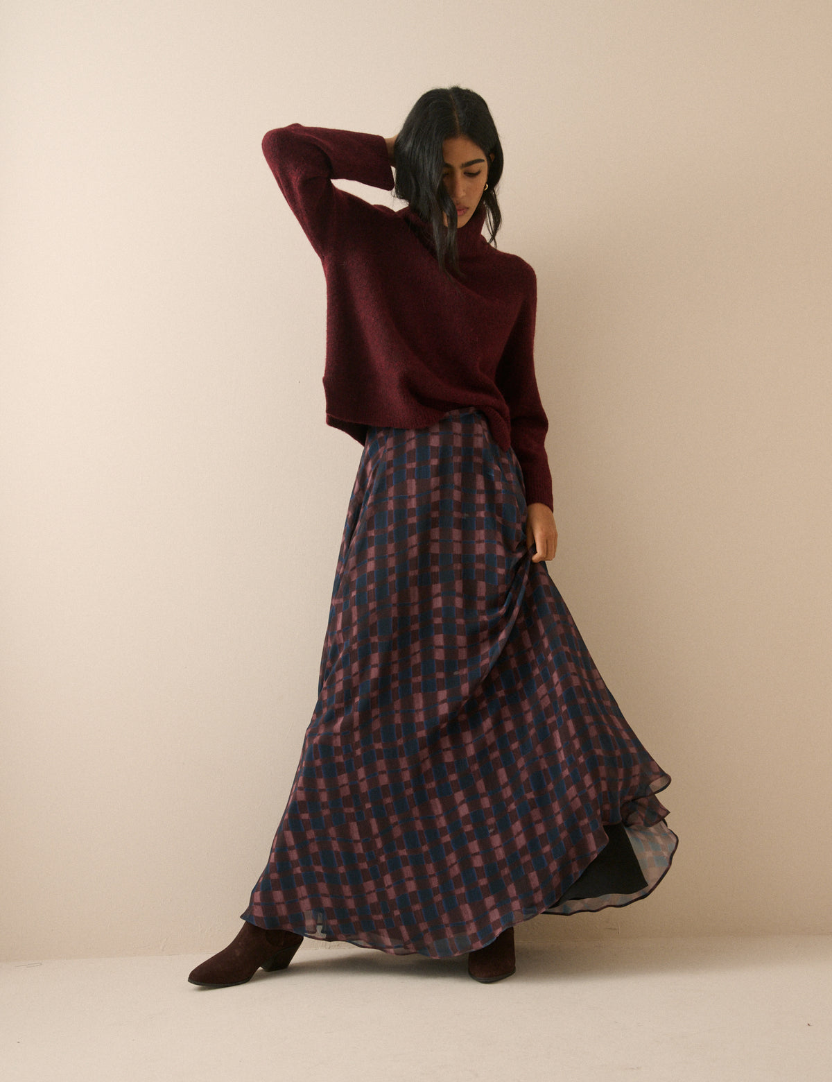 Burgundy oversized roll-neck jumper