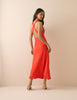 Red Jacquard Floral Miley Midi Dress