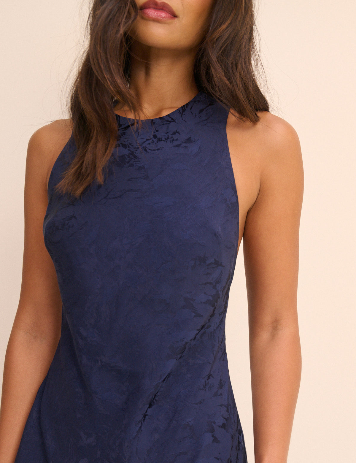 Navy Jacquard Floral Miley Midi Dress