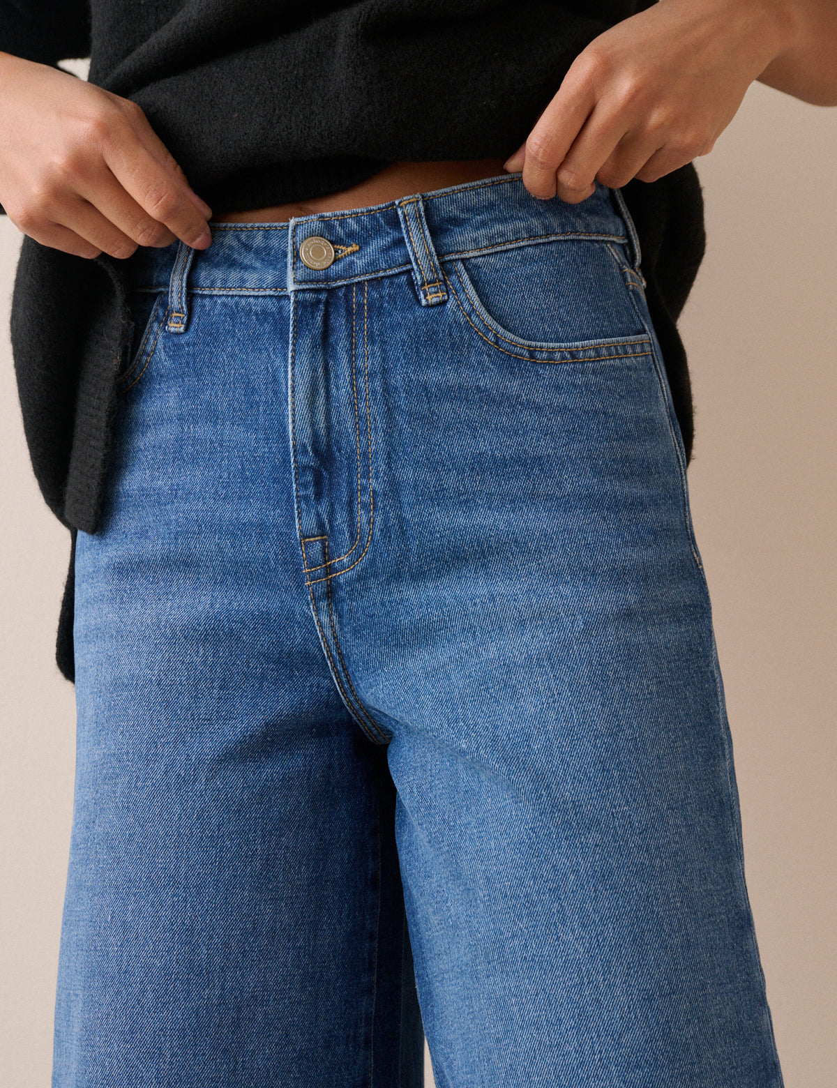 Mid Blue Denim Stretch Culottes