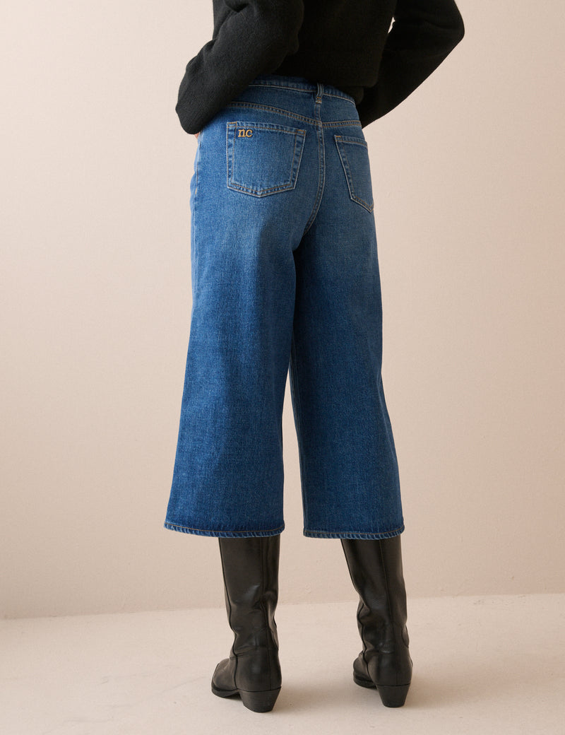 Mid Blue Denim Stretch Culottes
