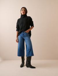 Mid Blue Denim Stretch Culottes
