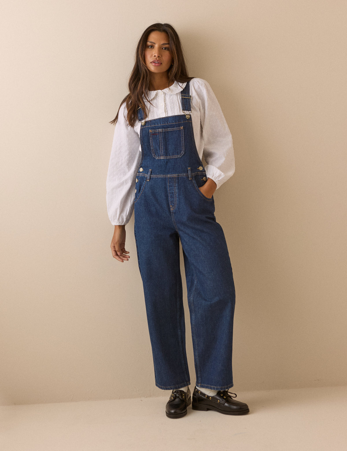 Dark Wash Denim Straight Leg Dungarees