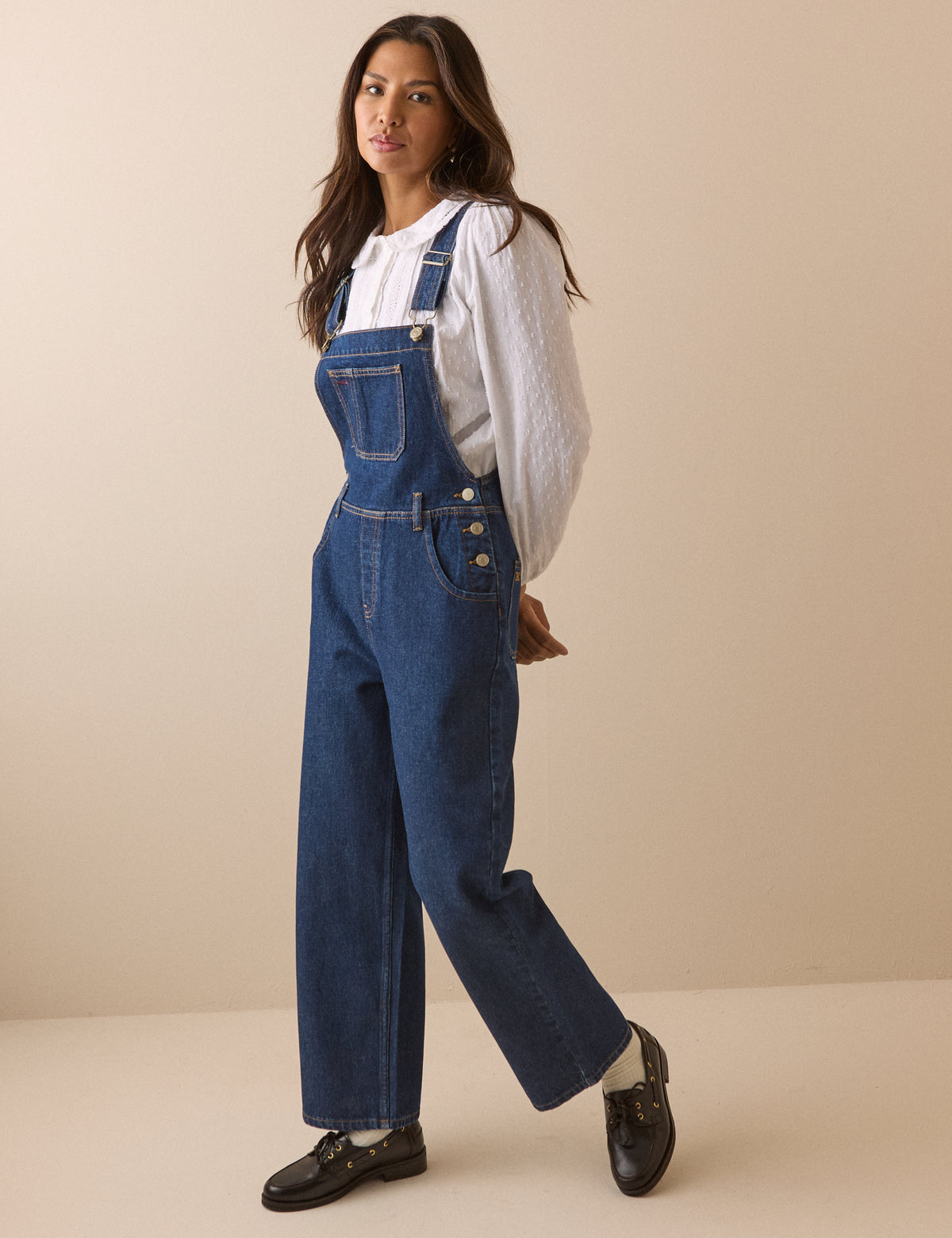 Dark Wash Denim Straight Leg Dungarees