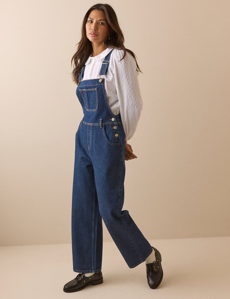Dark Wash Denim Straight Leg Dungarees