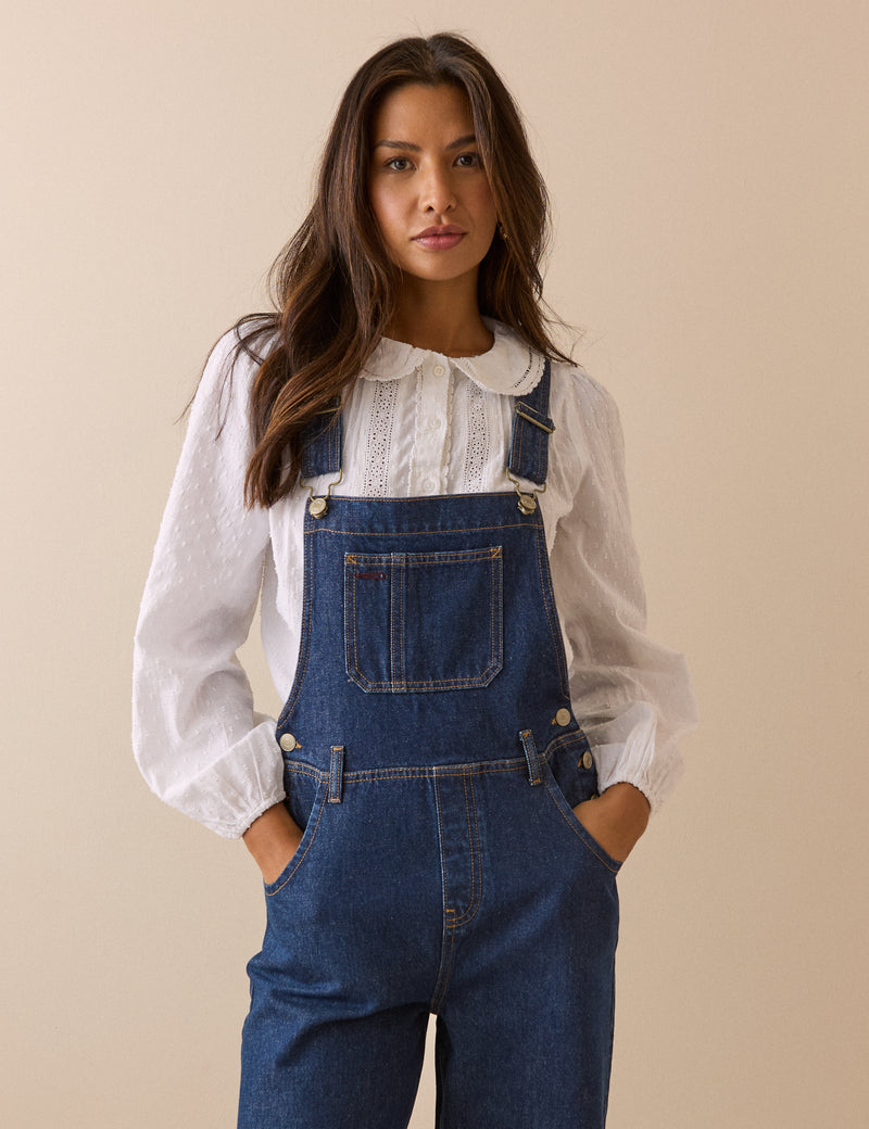 Dark Wash Denim Straight Leg Dungarees