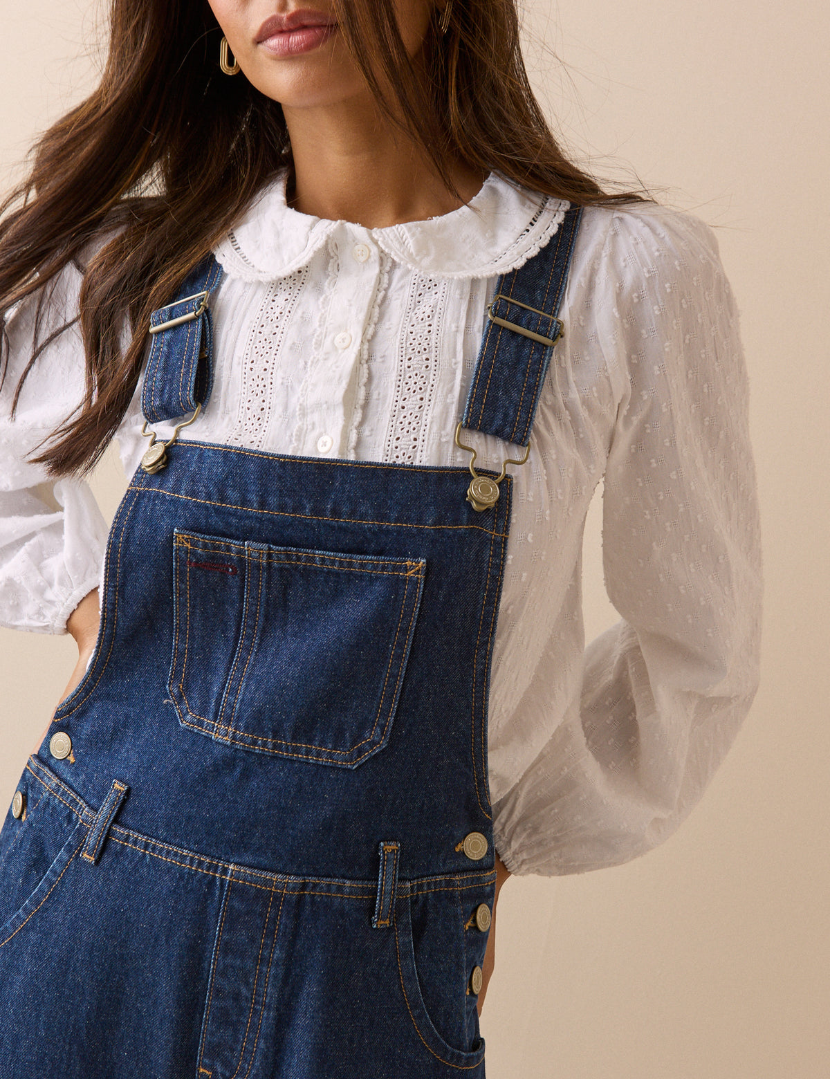 Dark Wash Denim Straight Leg Dungarees