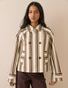 Brown Striped Short Trench Jacket
