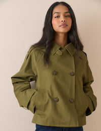 Khaki Double Breasted Veloria Trench Jacket