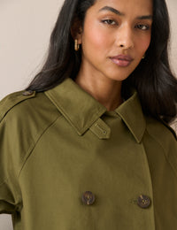 Khaki Double Breasted Veloria Trench Jacket