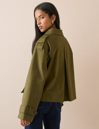 Khaki Double Breasted Veloria Trench Jacket