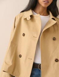 Camel Double Breasted Veloria Trench Jacket