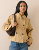 Camel Double Breasted Veloria Trench Jacket