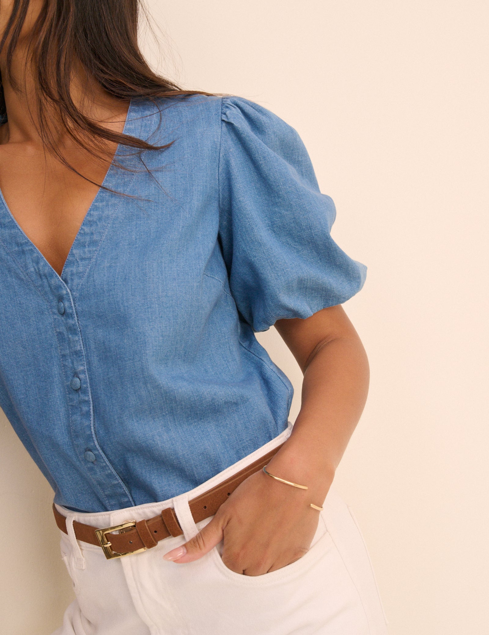 Mid Wash Denim Brooke Blouse