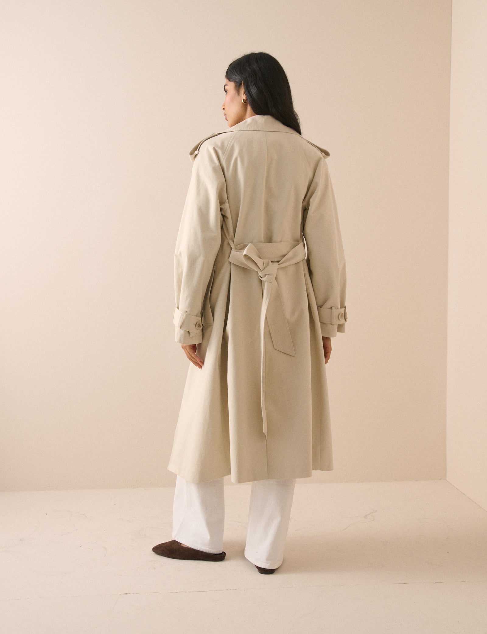Long Sleeve Okasan Trench Coat with Tie Belt | Nobody's Child