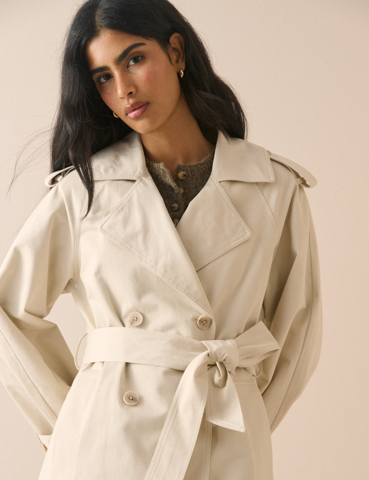 Cream Okasan Trench Coat