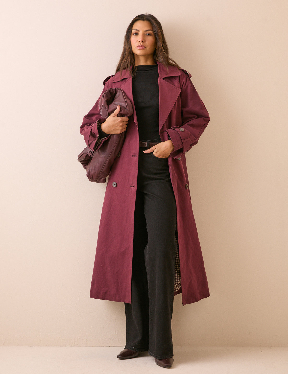 Burgundy Okasan Trench Coat