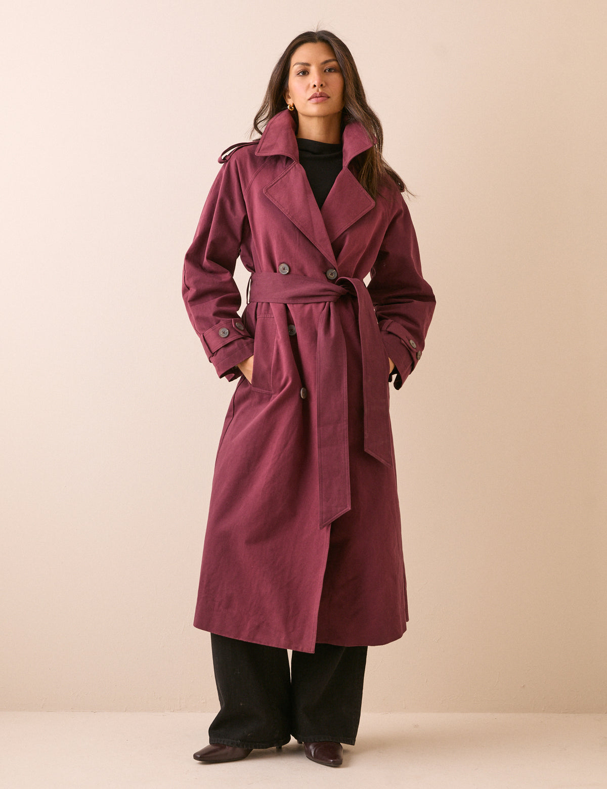 Burgundy Okasan Trench Coat