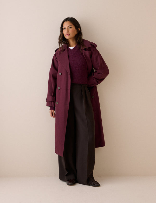 Burgundy Okasan Trench Coat