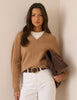 Camel V-Neck Wool Jumper
