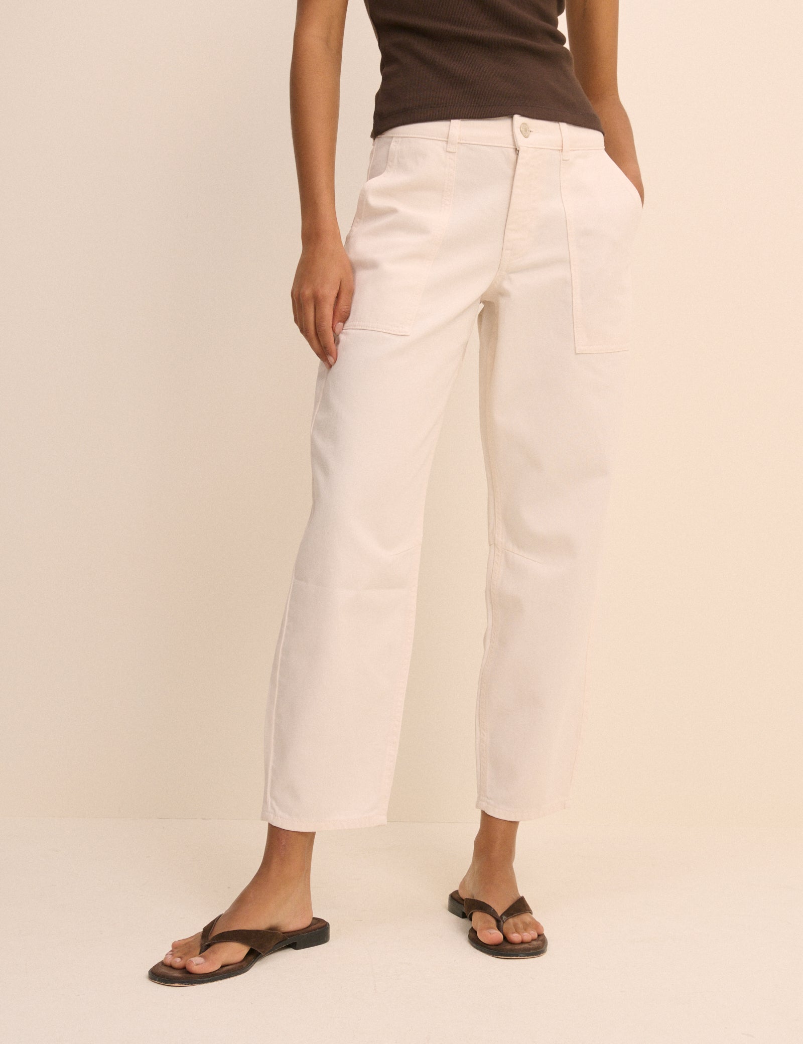 Ecru Utility Pocket Trousers