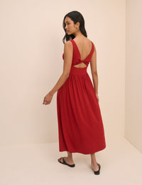 Red Jersey Evelyn Midi Dress