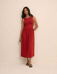 Red Jersey Evelyn Midi Dress
